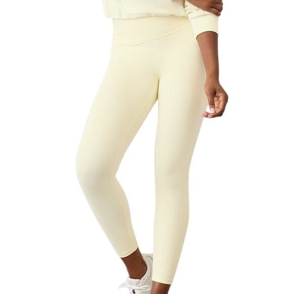 Athleta Transcend Rib 7/8 Tight Pale Yellow Women's Size Large New With Tags - Picture 1 of 11